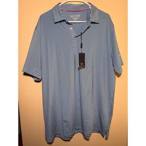 Men's NWT Maelreg Aqua Stripe Performance Polo | Size XL | Performance Golf